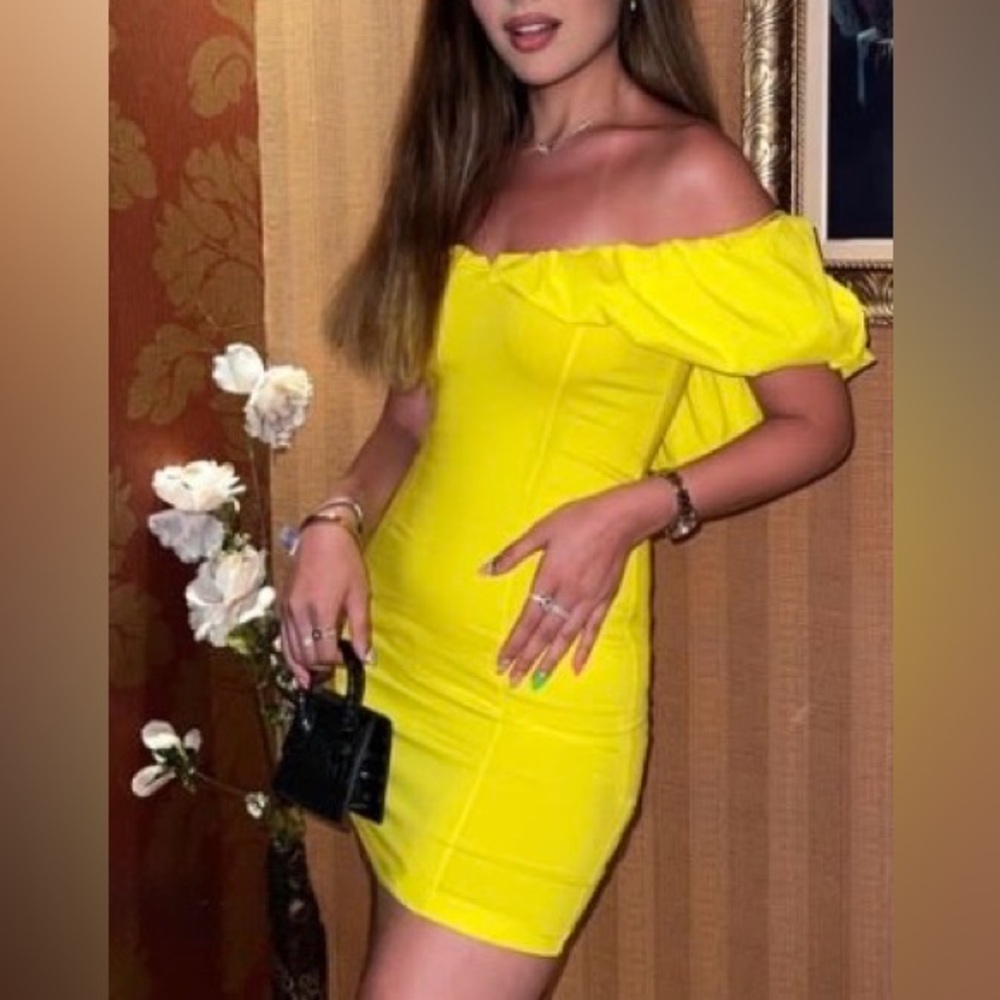 Zara Yellow One-Shoulder Short Dress